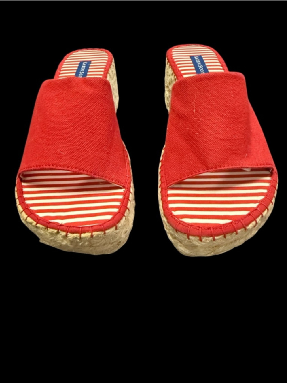 Women's Karen Scott Red & White Striped Wedge Sandals 8.5